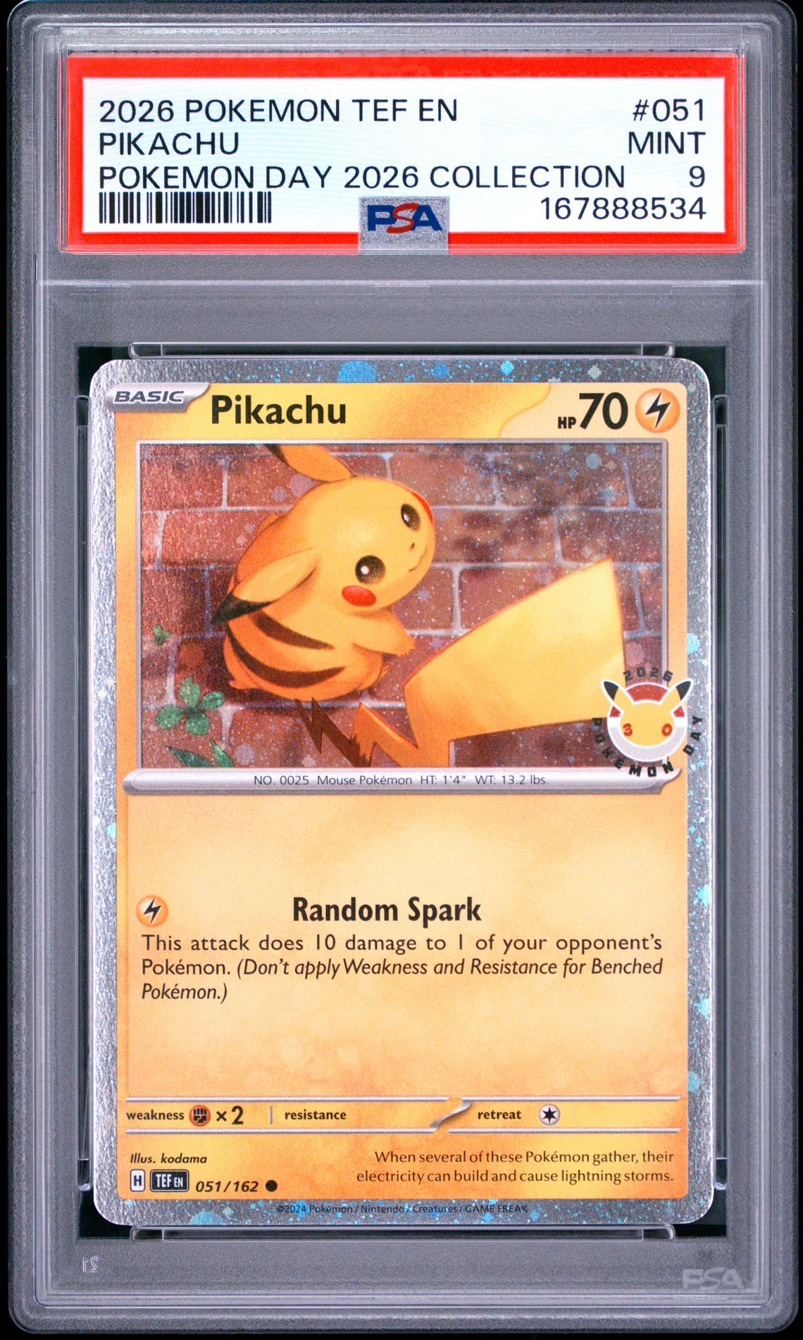 2026 Pokemon Tef En-Temporal Forces Pikachu #051 (Pokemon Day 2026 Collection) Mint 9 front