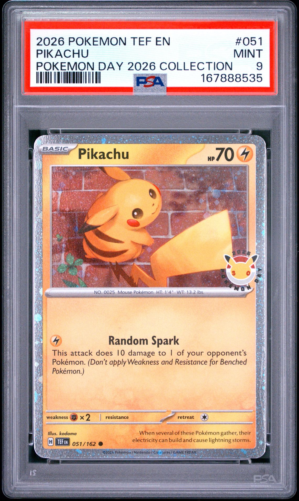 2026 Pokemon Tef En-Temporal Forces Pikachu #051 (Pokemon Day 2026 Collection) Mint 9 front