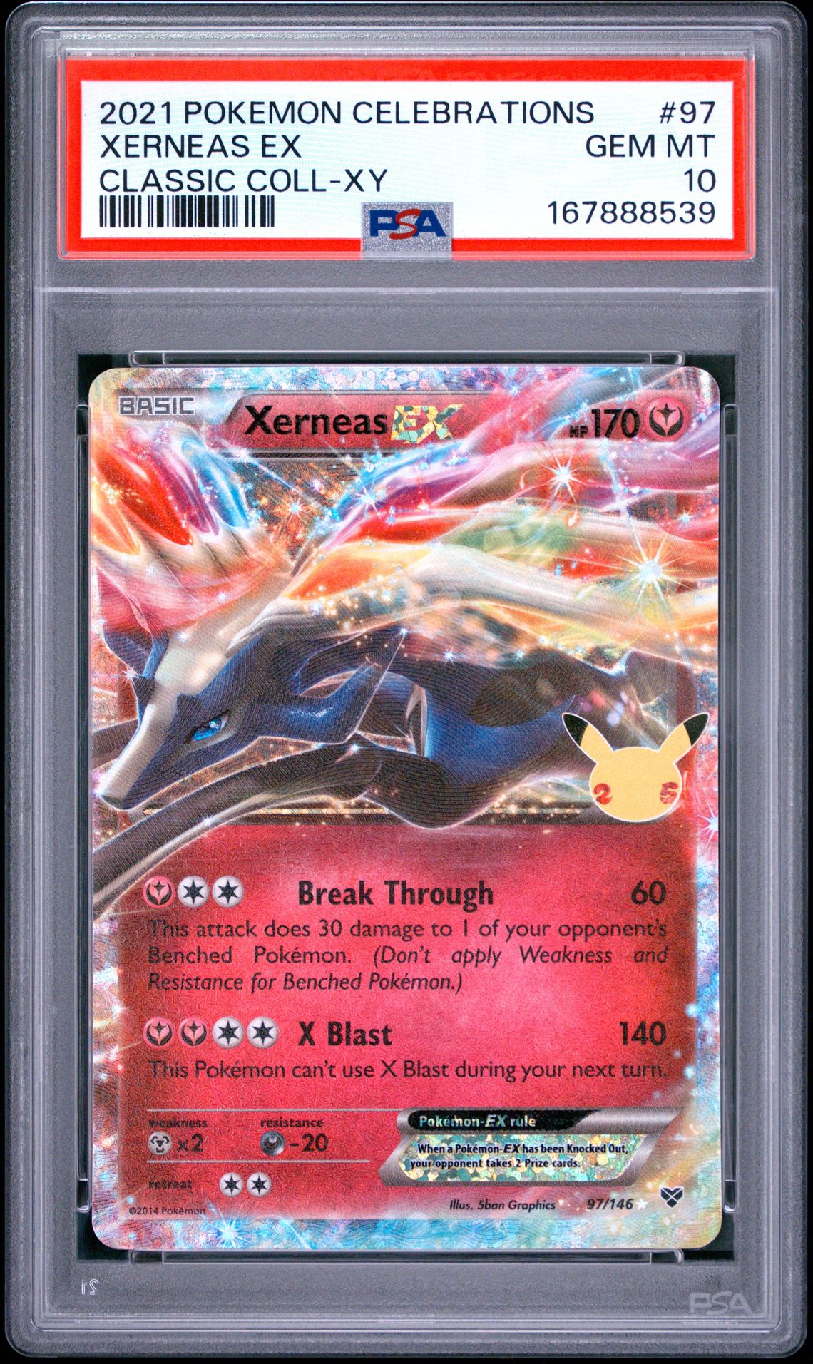 2021 Pokemon Celebrations Classic Collection Xerneas Ex #97 (Classic Coll-Xy) Gem Mt 10 front