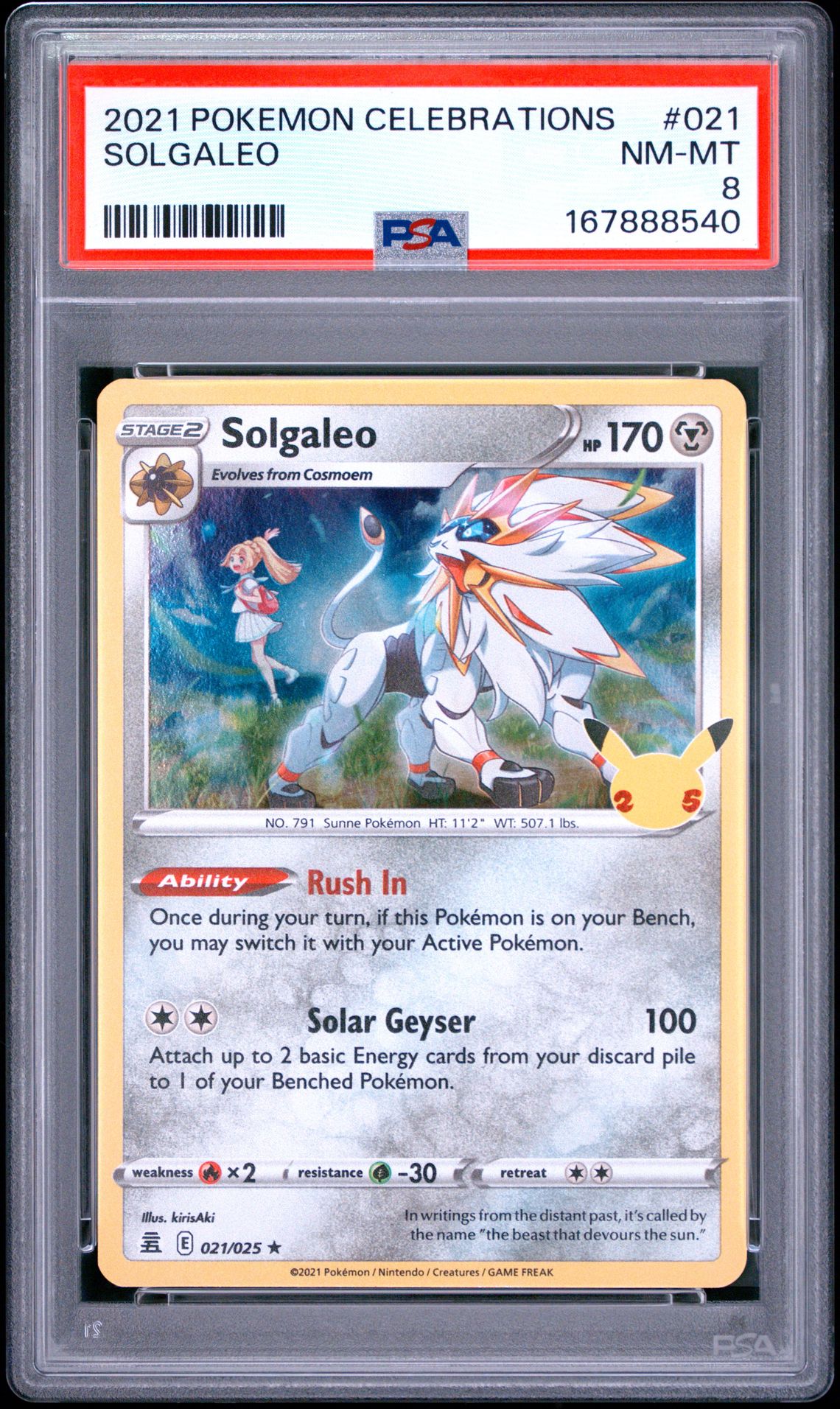 2021 Pokemon Celebrations Solgaleo #021 Nm-Mt 8 front