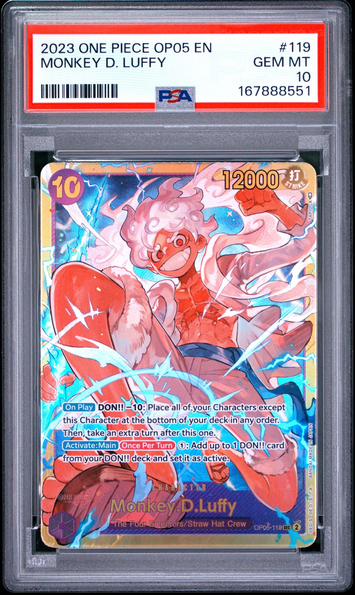 2023 One Piece Op05-Awakening Of The New Era Monkey D. Luffy #119 Gem Mt 10 front