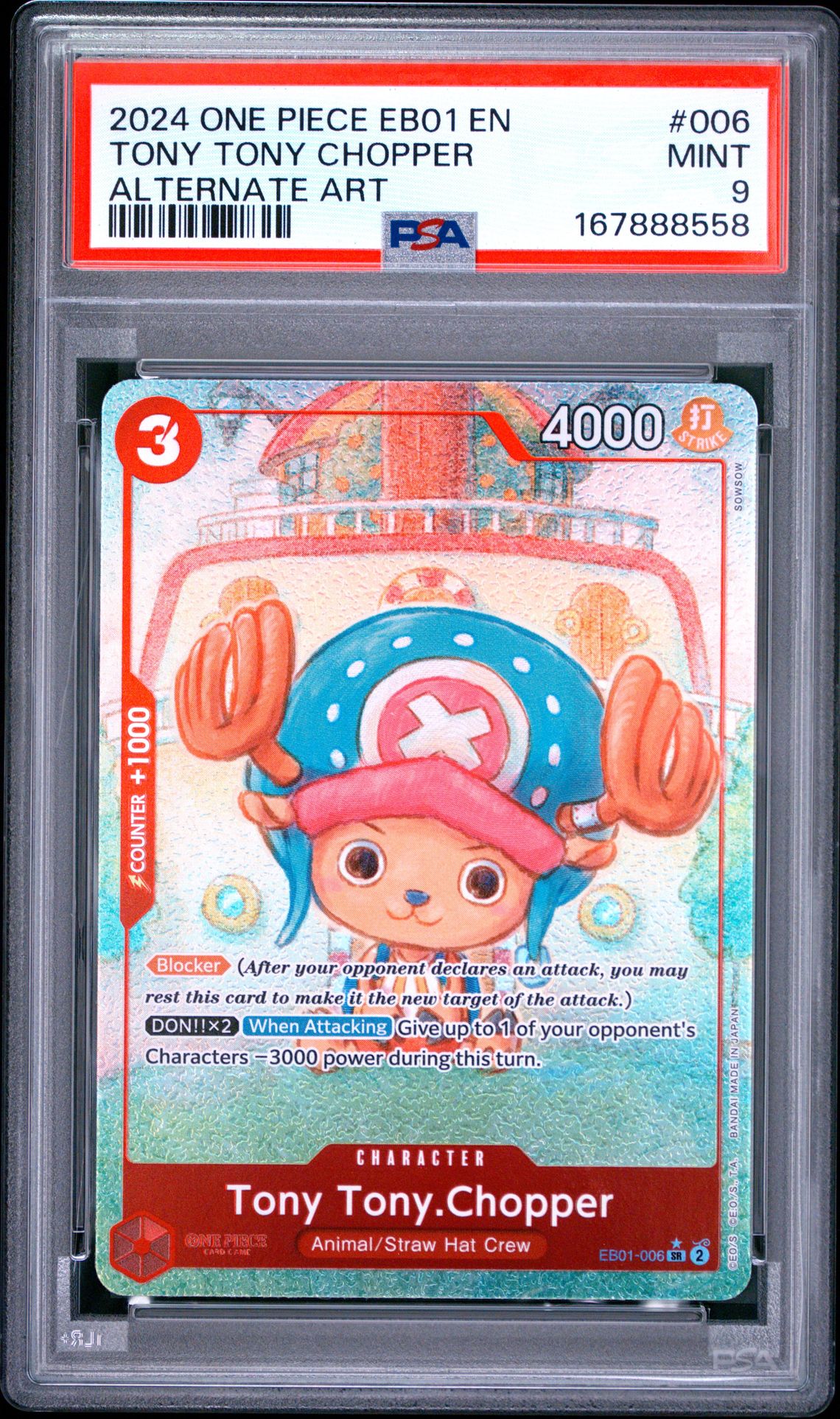 2024 One Piece Eb01-Extra Booster -Memorial Collection- Tony Tony Chopper #006 (Alternate Art) Mint 9 front
