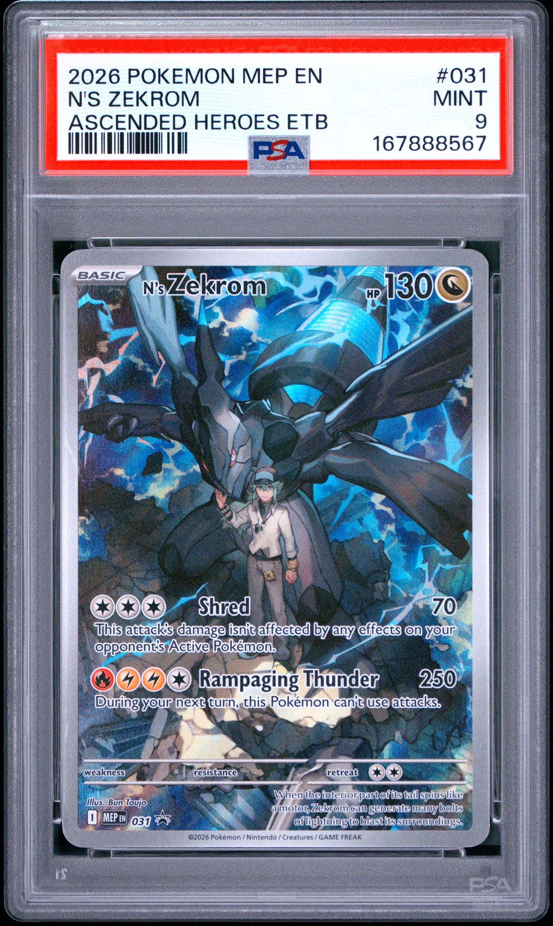 2026 Pokemon Mep En-Me Black Star Promo N's Zekrom #031 (Ascended Heroes Etb) Mint 9 front
