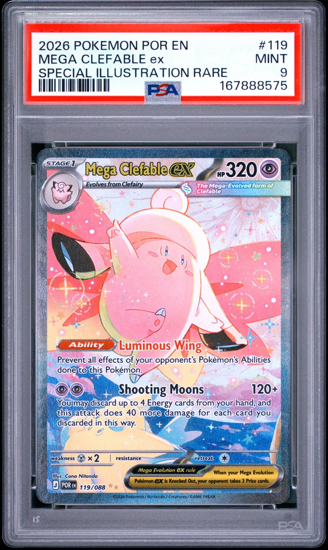 2026 Pokemon Por En-Perfect Order Mega Clefable Ex #119 (Special Illustration Rare) Mint 9 front