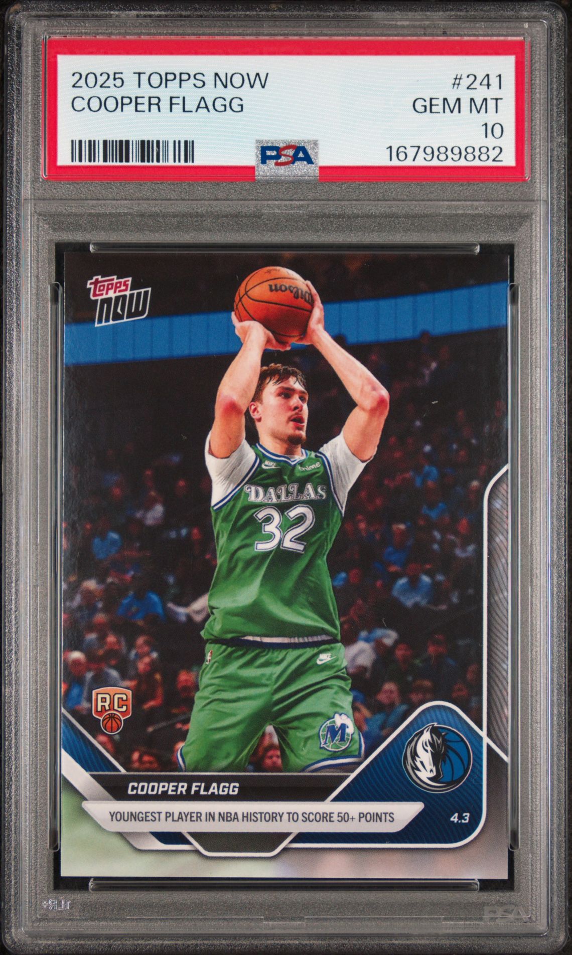 2025 Topps Now Cooper Flagg #241 Gem Mt 10 front view - PSA graded GEM MT 10