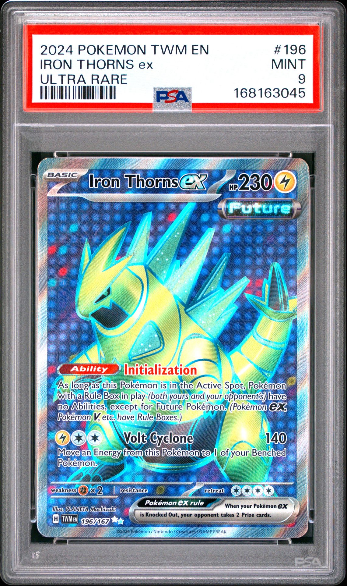 2024 Pokemon Twm En-Twilight Masquerade Iron Thorns Ex #196 (Ultra Rare) Mint 9 front