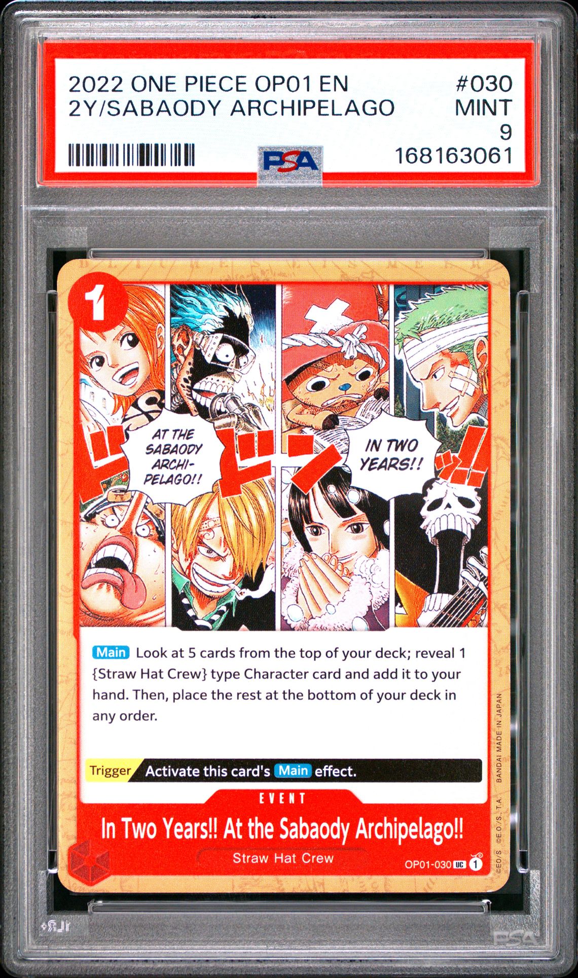 2022 One Piece Op01-Romance Dawn 2Y/Sabaody Archipelago #030 Mint 9 front