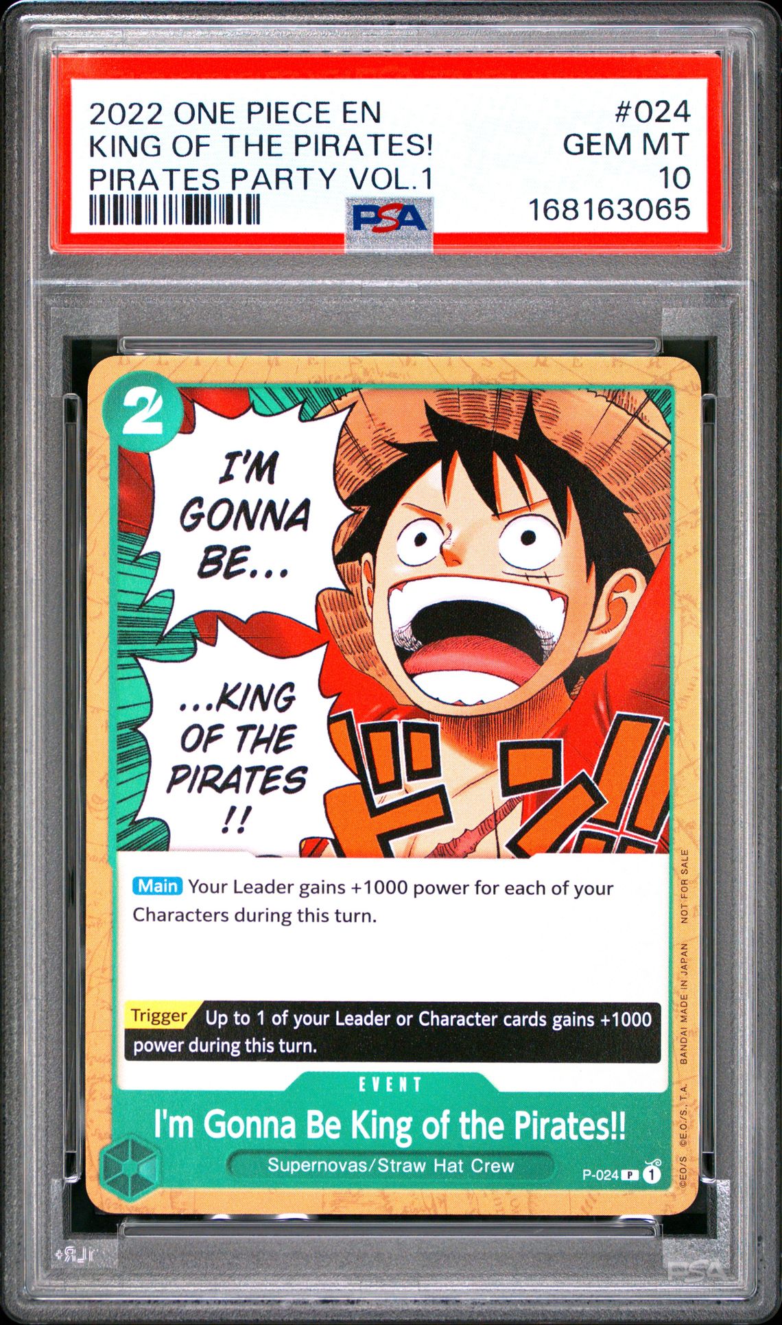 2022 One Piece Promos King Of The Pirates! #024 (Pirates Party Vol.1) Gem Mt 10 front