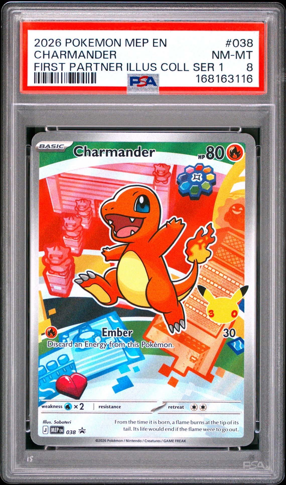 2026 Pokemon Mep En-Me Black Star Promo Charmander #038 (First Partner Illus Coll Ser 1) Nm-Mt 8 front