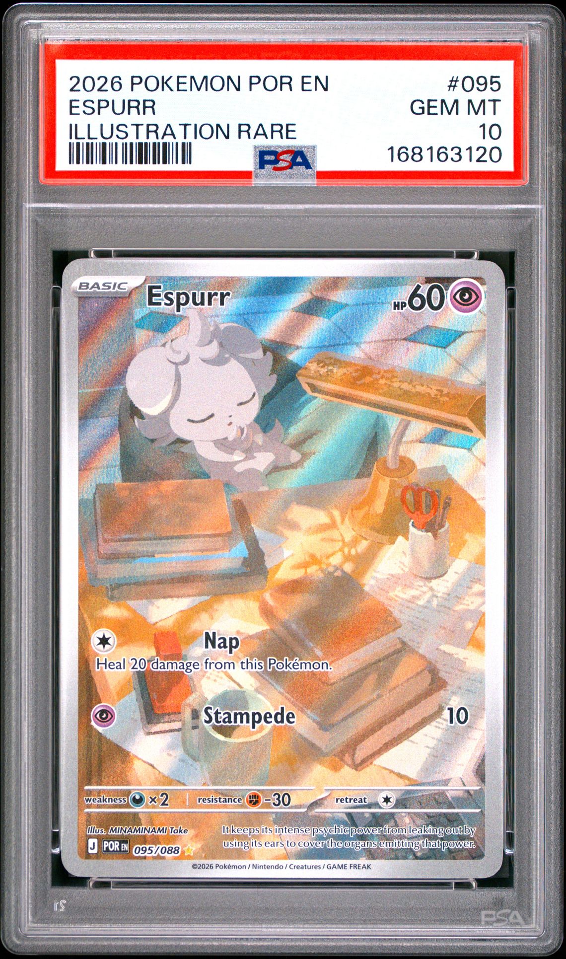 2026 Pokemon Por En-Perfect Order Espurr #095 (Illustration Rare) Gem Mt 10 front