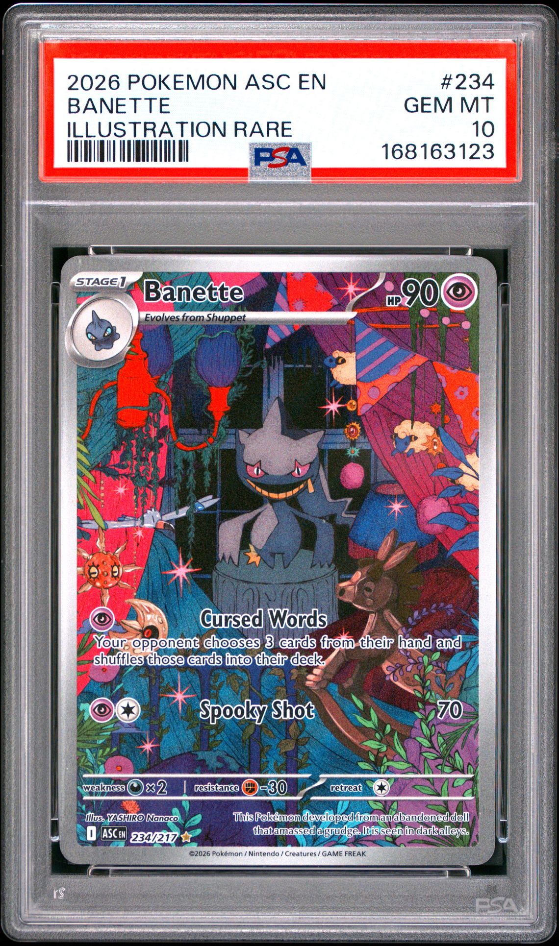 2026 Pokemon Asc En-Ascended Heroes Banette #234 (Illustration Rare) Gem Mt 10 front view - PSA graded GEM MT 10