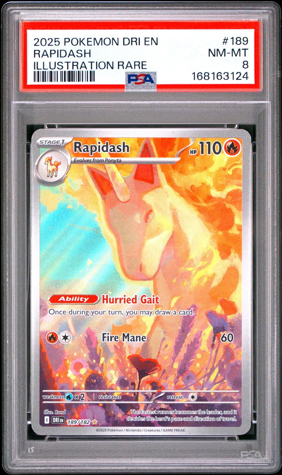 2025 Pokemon Dri En-Destined Rivals Rapidash #189 (Illustration Rare) Nm-Mt 8 front