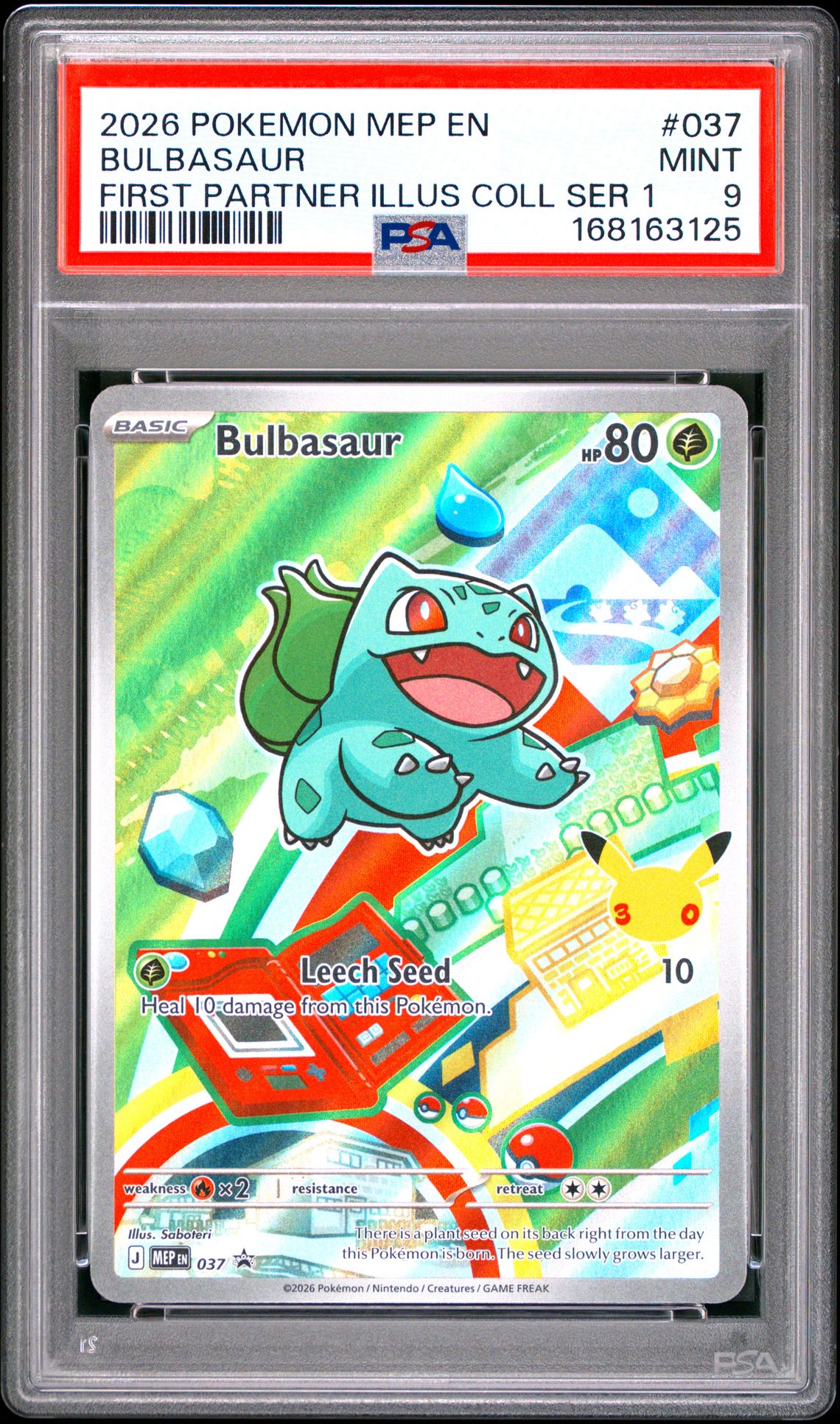 2026 Pokemon Mep En-Me Black Star Promo Bulbasaur #037 (First Partner Illus Coll Ser 1) Mint 9 front