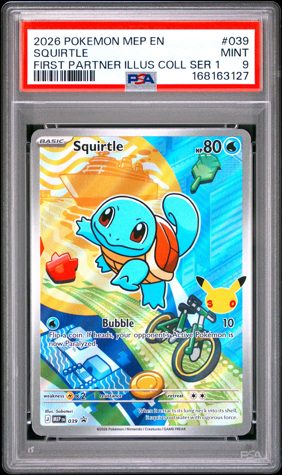 2026 Pokemon Mep En-Me Black Star Promo Squirtle #039 (First Partner Illus Coll Ser 1) Mint 9 front