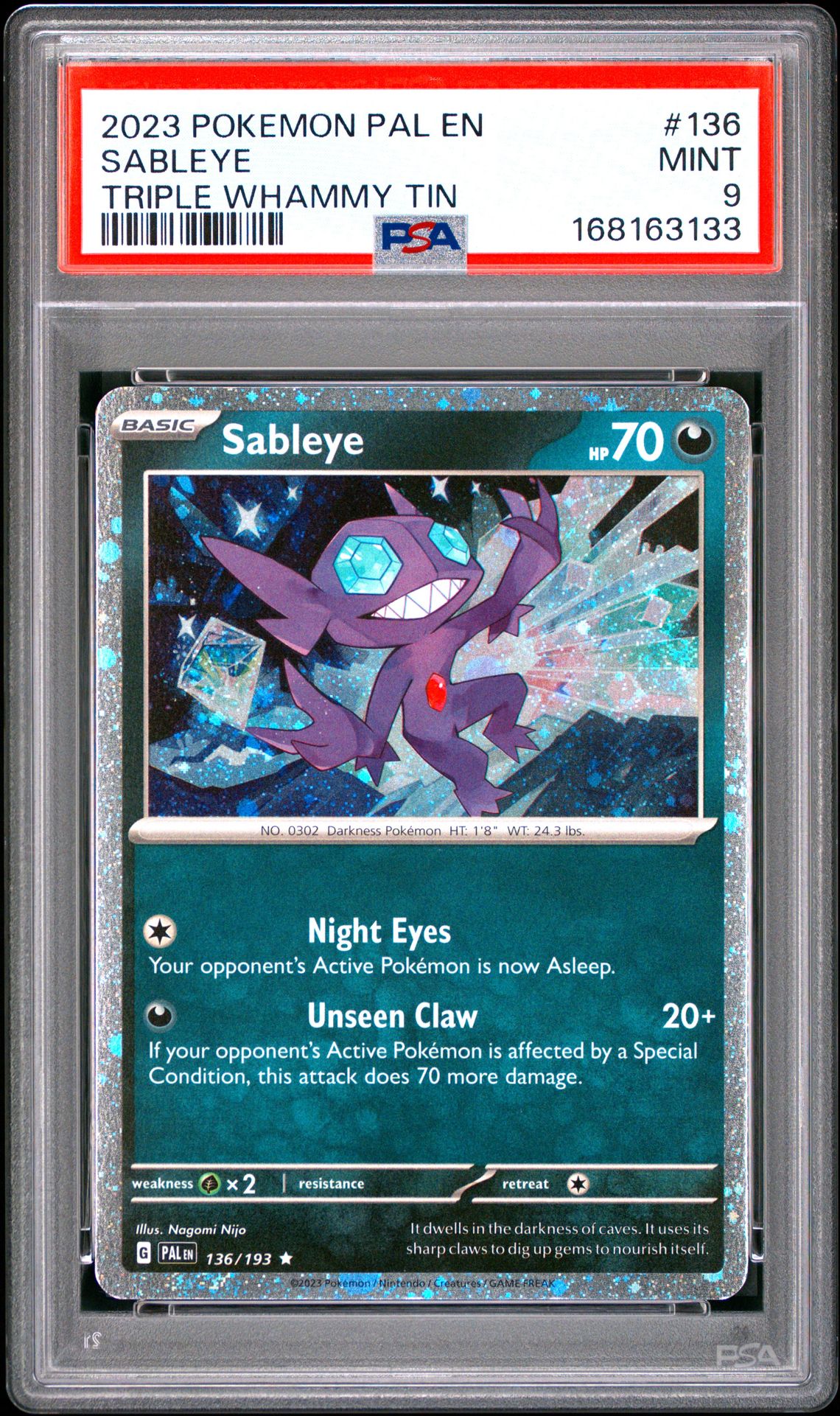 2023 Pokemon Pal En-Paldea Evolved Sableye #136 (Triple Whammy Tin) Mint 9 front