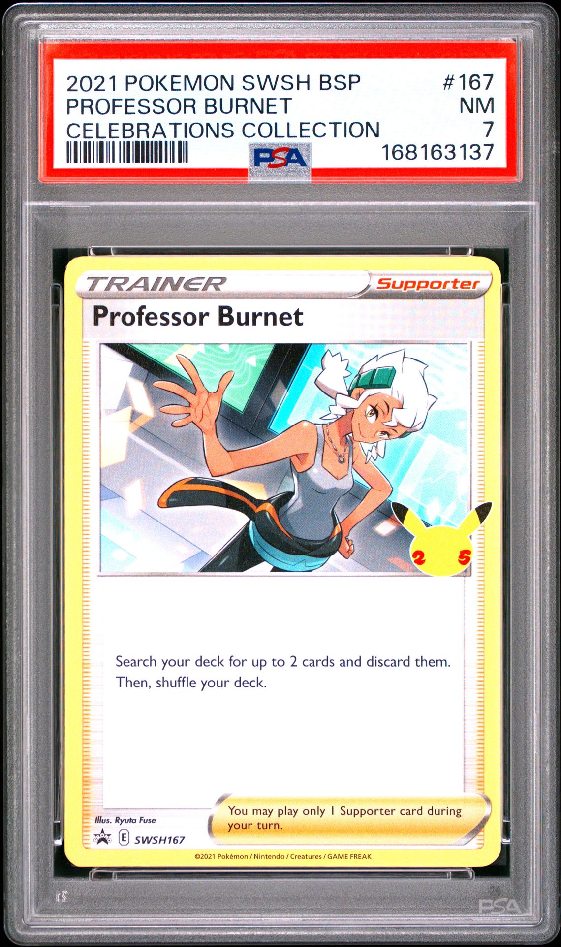 2021 Pokemon Swsh Black Star Promo Professor Burnet #167 (Celebrations Collection) Nm 7 front
