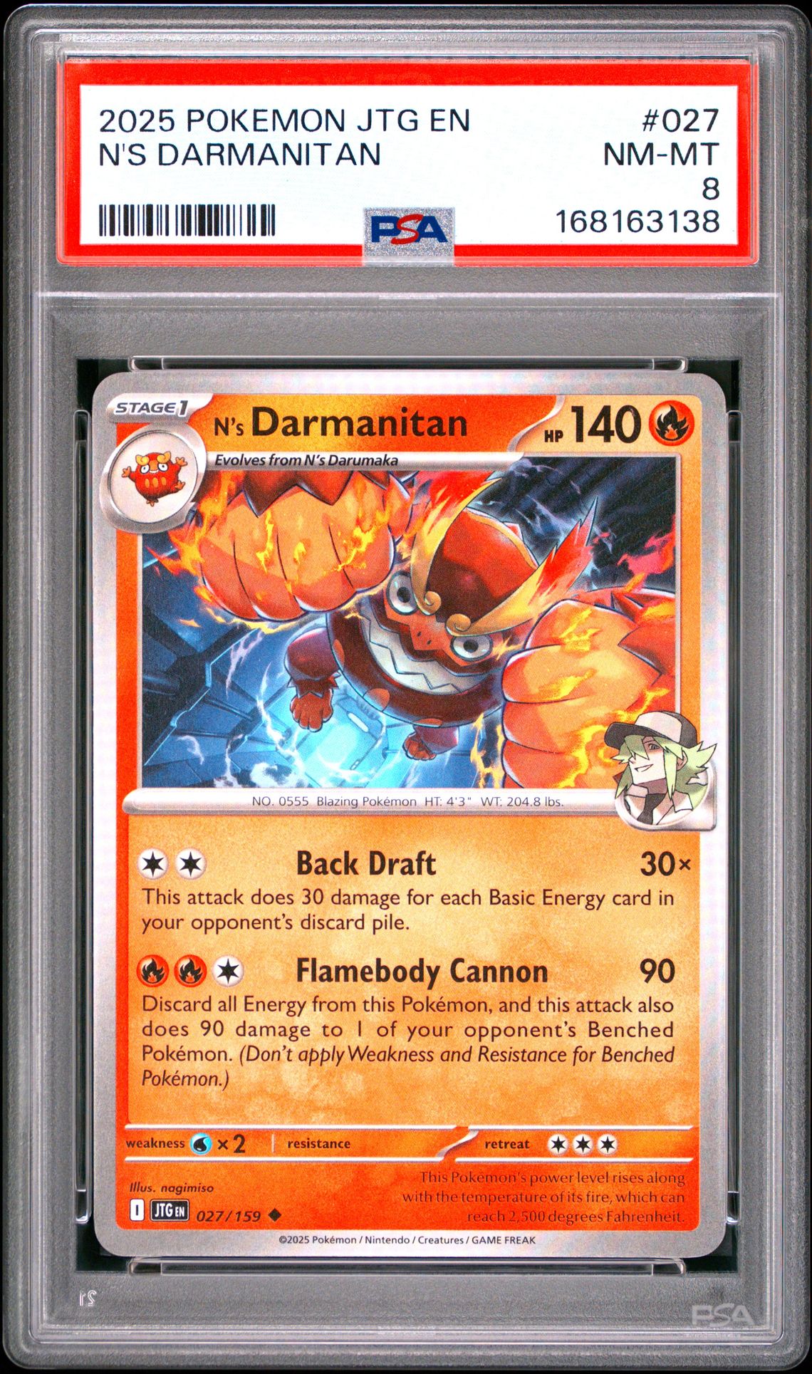 2025 Pokemon Jtg En-Journey Together N's Darmanitan #027 Nm-Mt 8 front