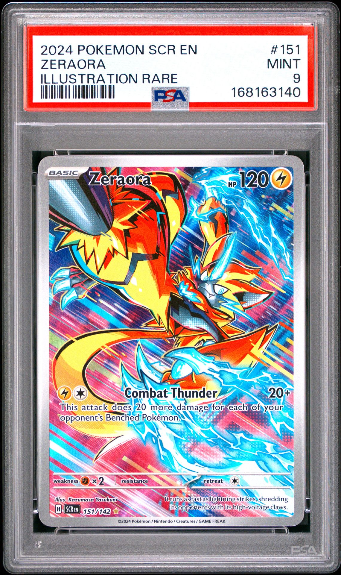 2024 Pokemon Scr En-Stellar Crown Zeraora #151 (Illustration Rare) Mint 9 front