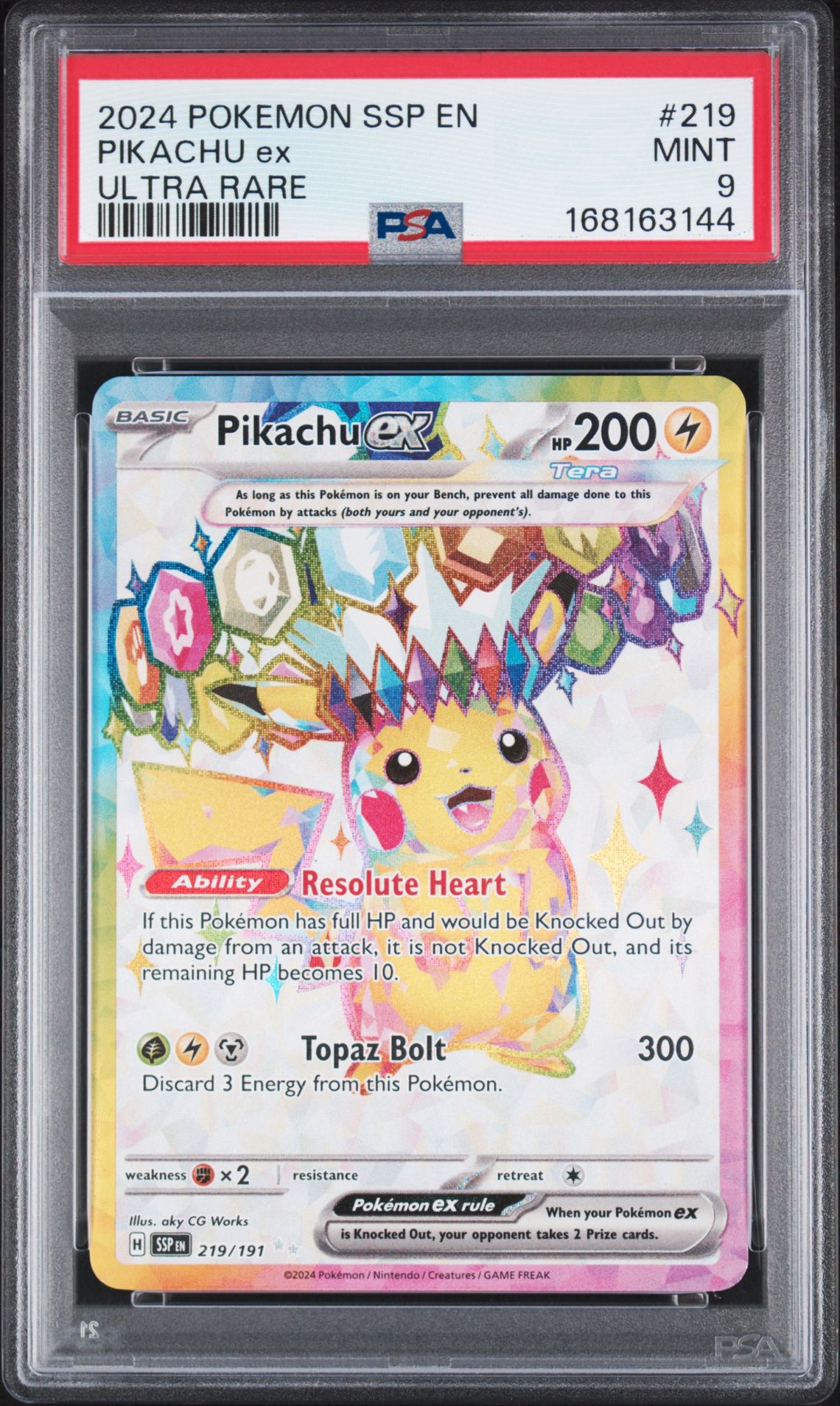 2024 Pokemon Ssp En-Surging Sparks Pikachu Ex #219 (Ultra Rare) Mint 9 front
