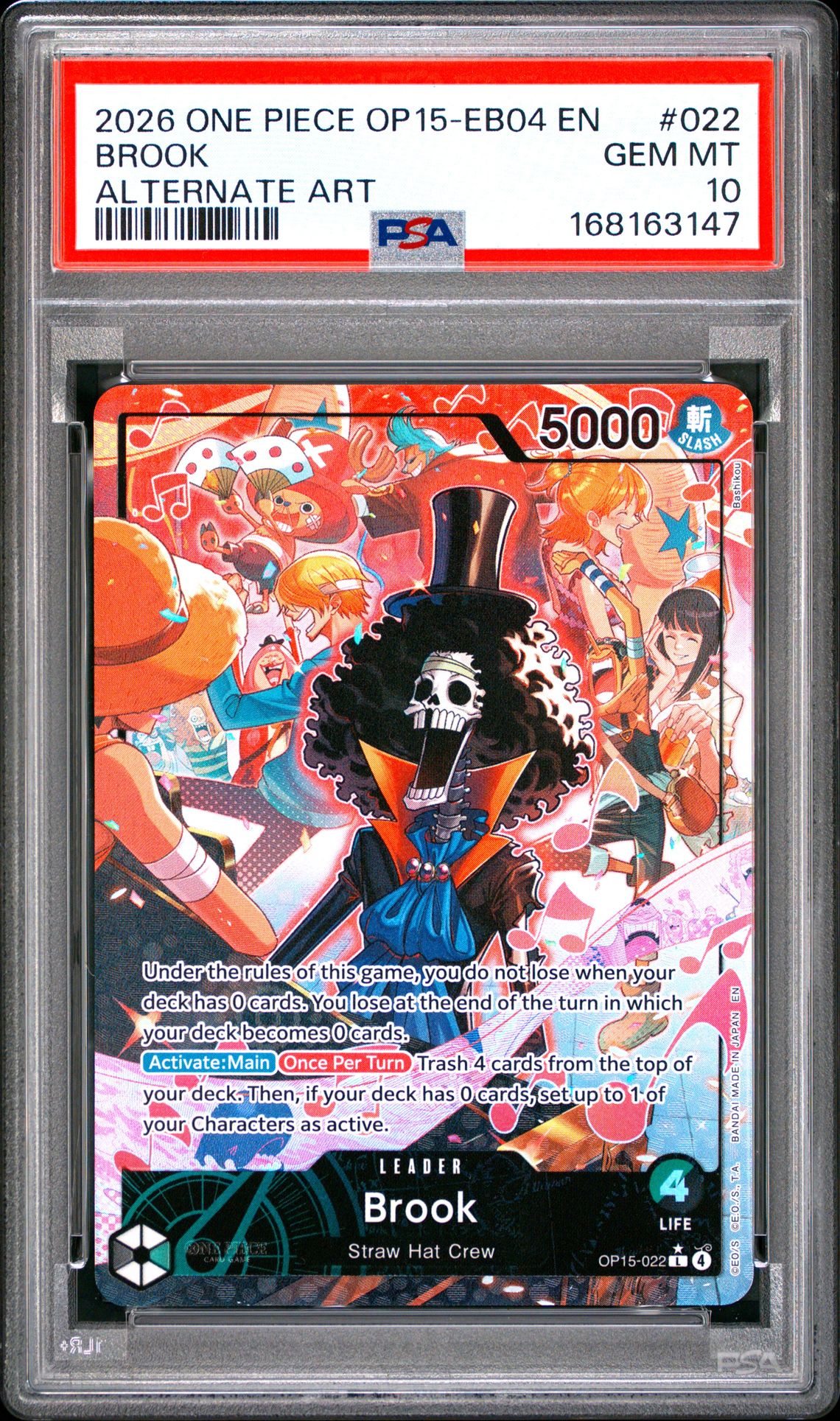 2026 One Piece Op15-Eb04-Adventure On Kami's Island Brook #022 (Alternate Art) Gem Mt 10 front
