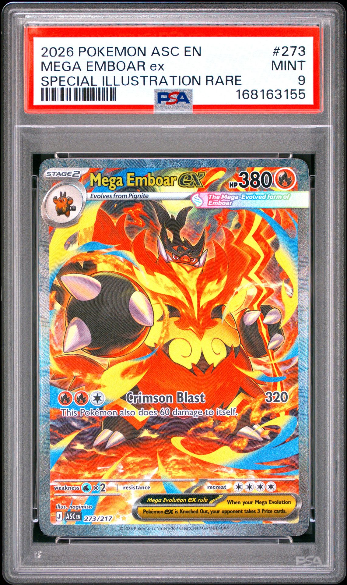 2026 Pokemon Asc En-Ascended Heroes Mega Emboar Ex #273 (Special Illustration Rare) Mint 9 front