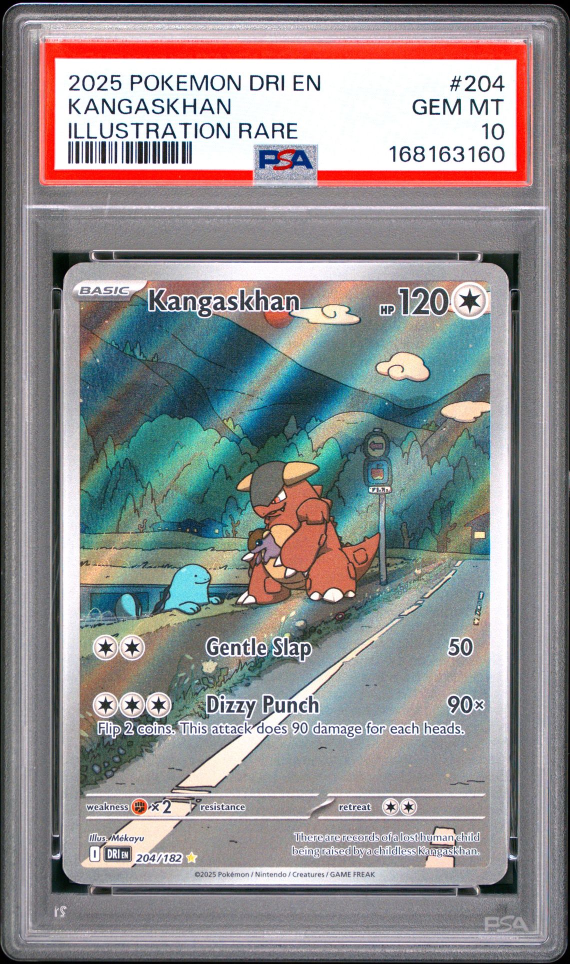 2025 Pokemon Dri En-Destined Rivals Kangaskhan #204 (Illustration Rare) Gem Mt 10 front view - PSA graded GEM MT 10
