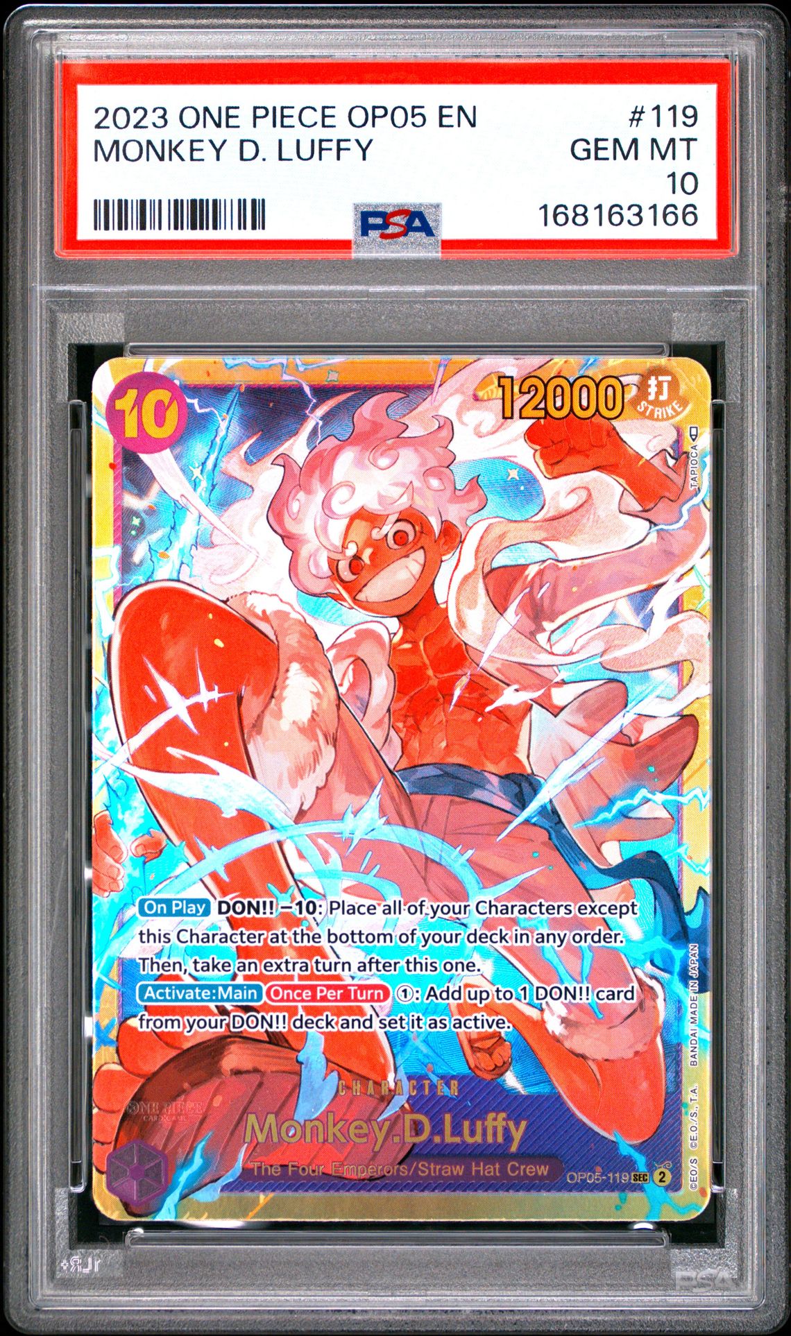 2023 One Piece Op05-Awakening Of The New Era Monkey D. Luffy #119 Gem Mt 10 front view - PSA graded GEM MT 10