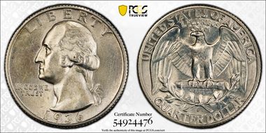 1936-D 25C AU58