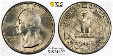 1934 25C Medium Motto MS64