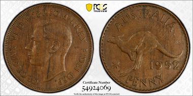 1952 A. (p) 1D Melbourne reverse Wedge serif 2 AU55BN