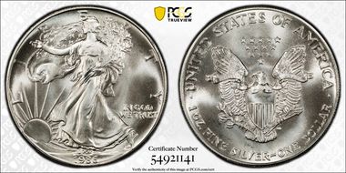 1986 $1 Silver Eagle MS69