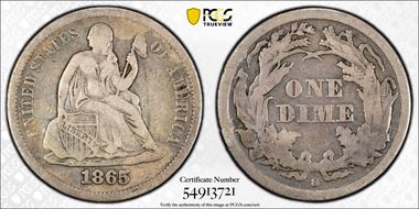 1865-S 10C VF20