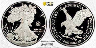 2025-W $1 Silver Eagle w/ U.S. Army Privy 250th Anniversary PR69DCAM