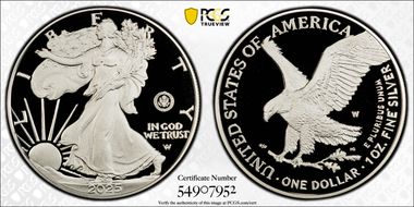 2025-W $1 Silver Eagle w/ U.S. Army Privy 250th Anniversary PR69DCAM