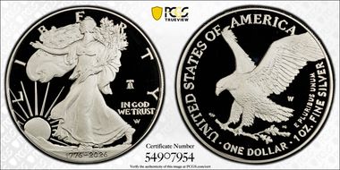 2026-W $1 Silver Eagle w/ Liberty Bell 250 Privy PR68DCAM