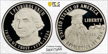 2026-S 25C Revolutionary War Ag PR70DCAM