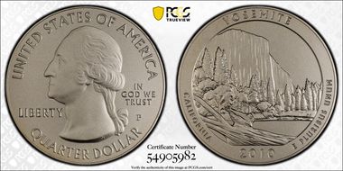 2010-P 25C Yosemite NP  5 oz Silver SP69