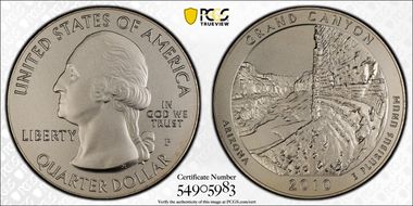 2010-P 25C Grand Canyon NP 5 oz Silver SP68