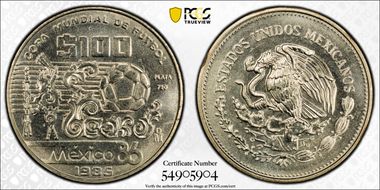 1985-Mo 100 P '86 World Cup - Palenque KM-499 Ag MS67