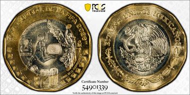 2026-Mo 20 Peso Mexico City 2026 FIFA World Cup MS66