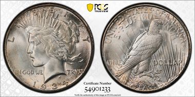 1934-S $1 MS66+