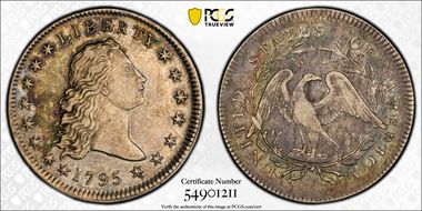 1795 $1 Flowing Hair, BB-14 AU53