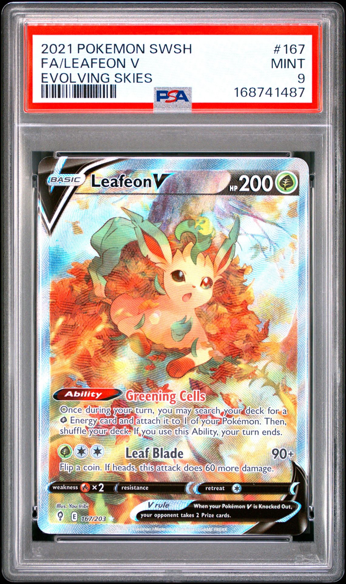 2021 Pokemon Sword & Shield Evolving Skies Fa/Leafeon V #167 (Evolving Skies) Mint 9 front