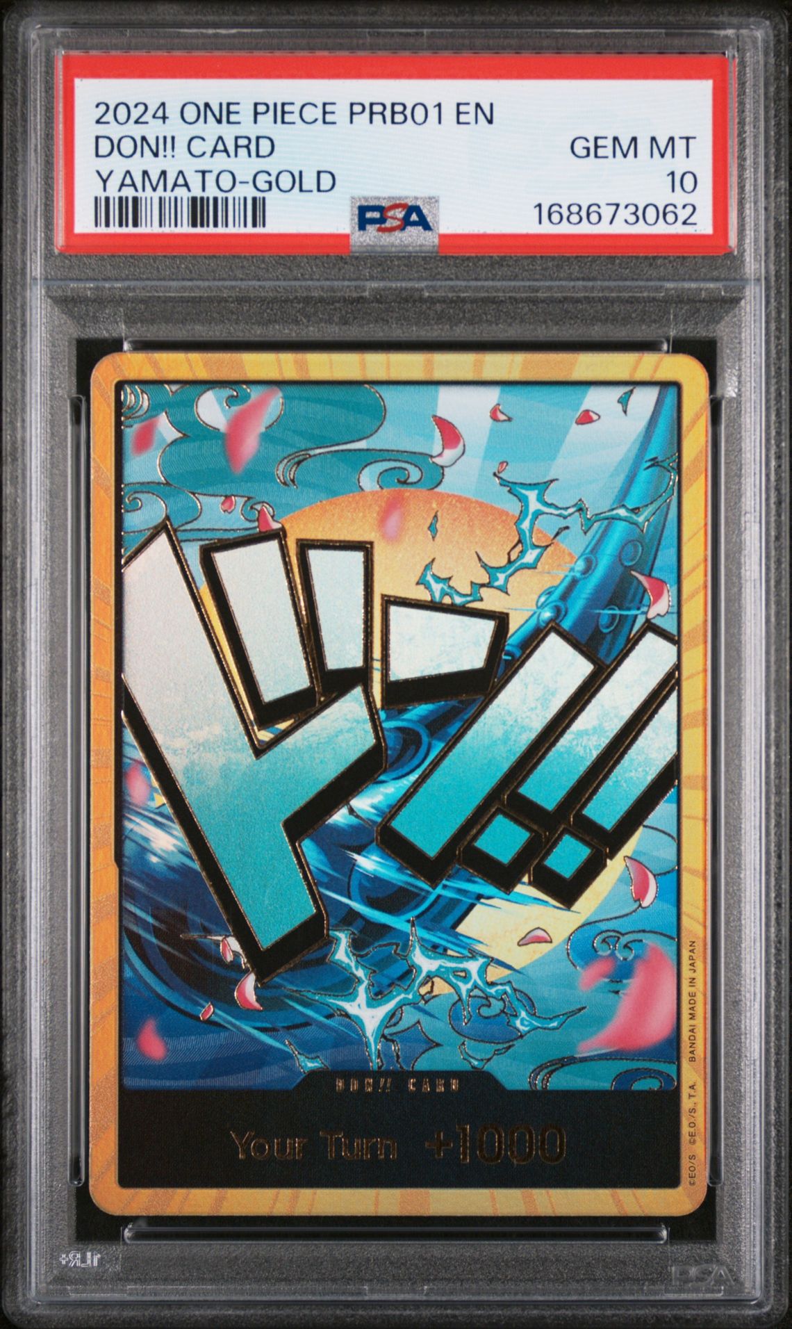 2024 One Piece Prb01-Premium Booster -One Piece Card The Best- Don!! Card (Yamato-Gold) Gem Mt 10 front view - PSA graded GEM MT 10