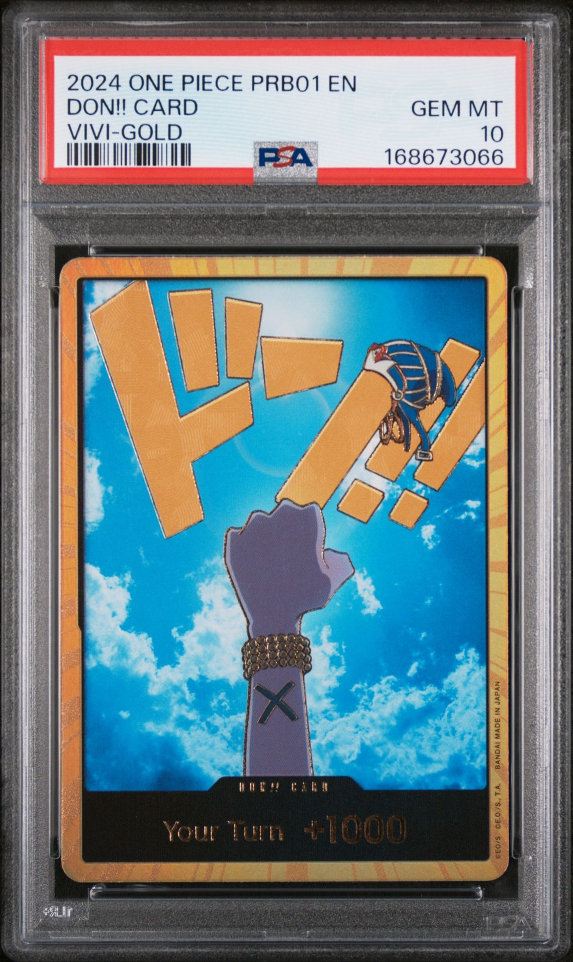 2024 One Piece Prb01-Premium Booster -One Piece Card The Best- Don!! Card (Vivi-Gold) Gem Mt 10 front view - PSA graded GEM MT 10