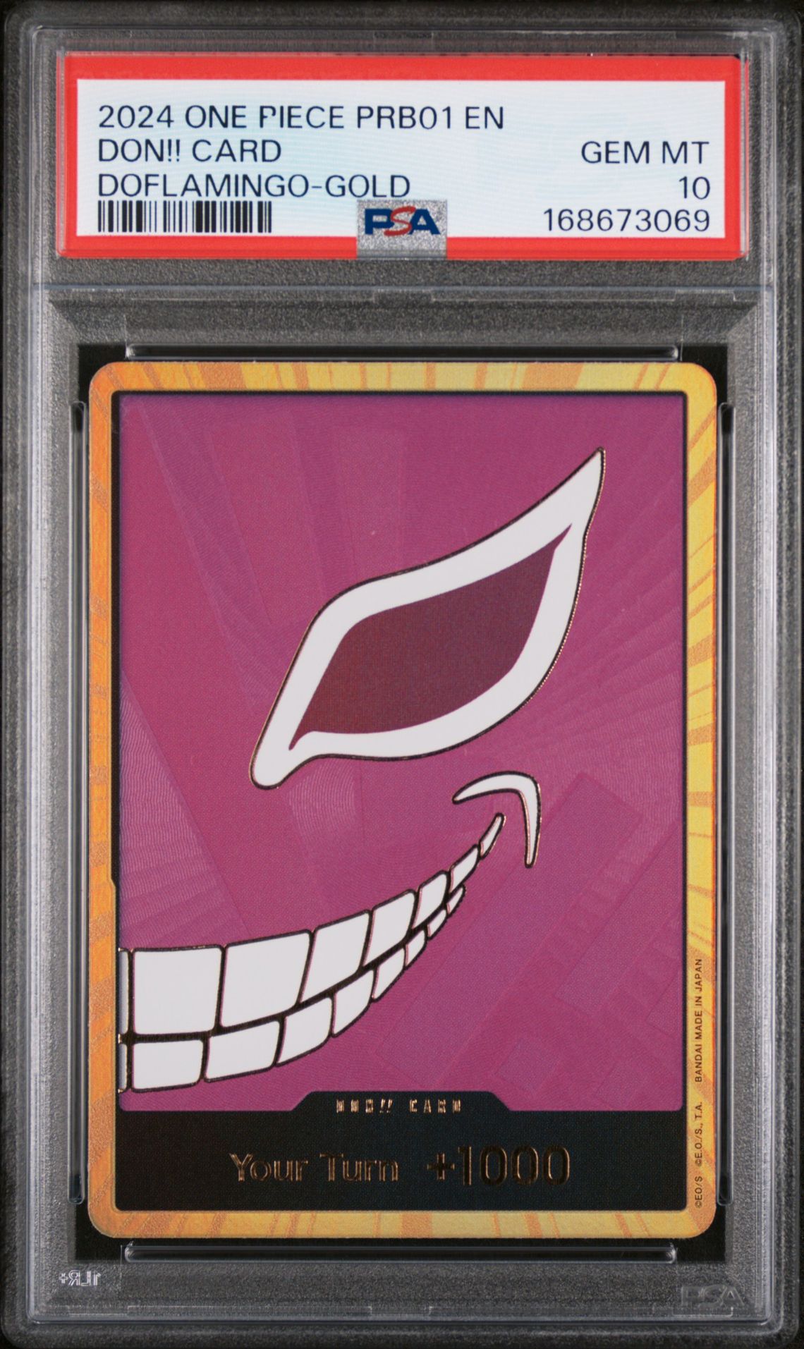 2024 ONE PIECE PRB01-PREMIUM BOOSTER -ONE PIECE CARD THE BEST- DON!! CARD DOFLAMINGO-GOLD  GEM MT 10 front