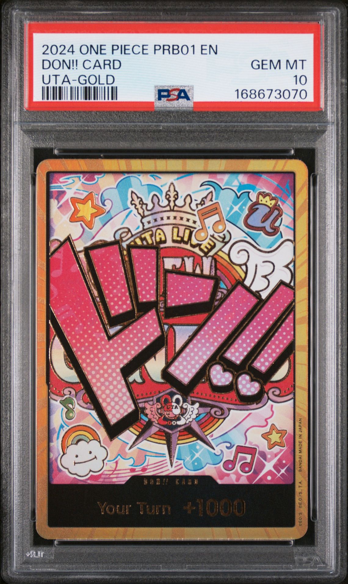 2024 ONE PIECE PRB01-PREMIUM BOOSTER -ONE PIECE CARD THE BEST- DON!! CARD UTA-GOLD  GEM MT 10 front