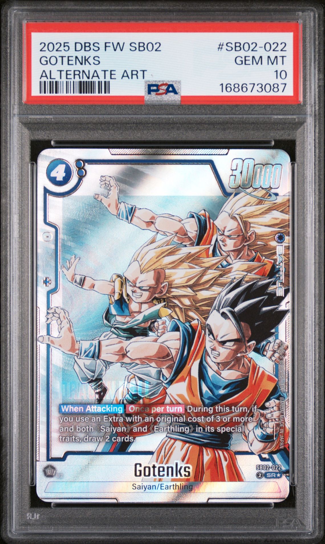 2025 Dragon Ball Super Card Game Fusion World Manga Booster 02 Gotenks #Sb02-022 (Alternate Art) Gem Mt 10 front view - PSA graded GEM MT 10