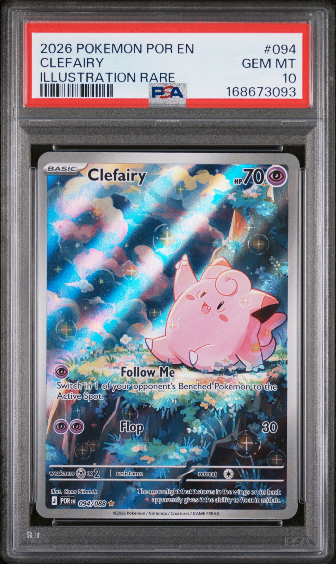 2026 Pokemon Por En-Perfect Order Clefairy #094 (Illustration Rare) Gem Mt 10 front view - PSA graded GEM MT 10
