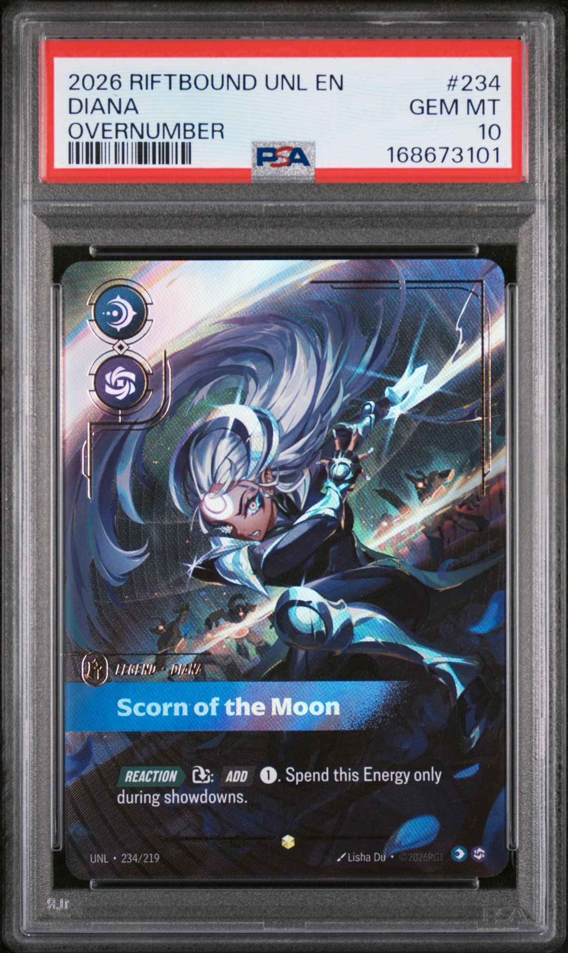 2026 Riftbound: League Of Legends Unl-Unleashed Diana #234 (Overnumber) Gem Mt 10 front view - PSA graded GEM MT 10